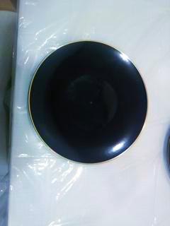 A set of 4 Black with Gold Rim Transparent Hammered Plastic Charger party Plates