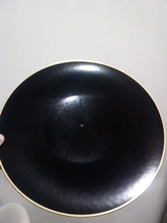 A set of 4 Black with Gold Rim Transparent Hammered Plastic Charger party Plates